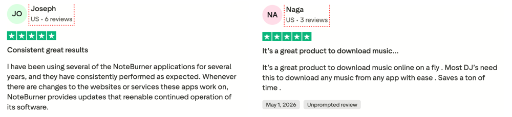Positive Reviews of NoteBurner Amazon Music Converter