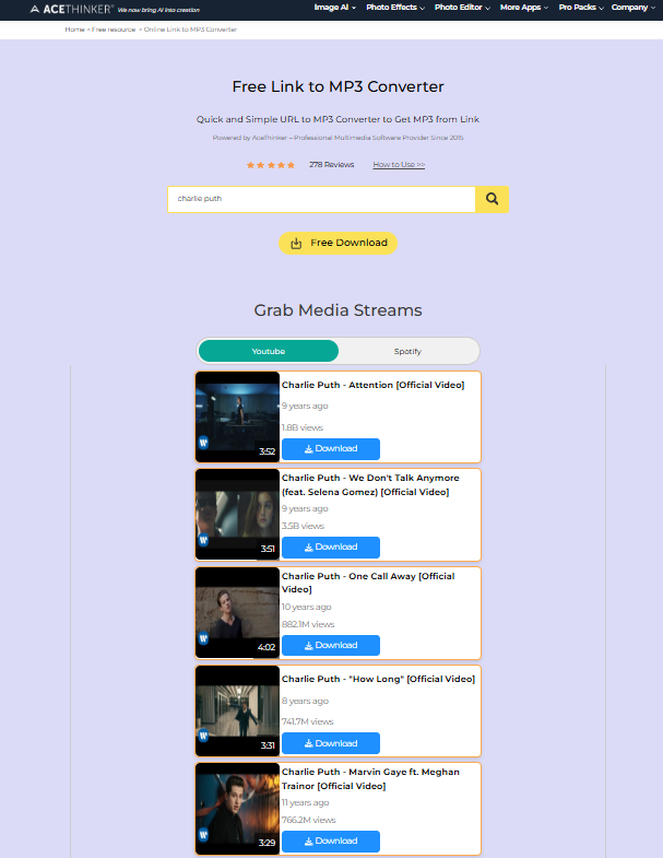AceThinker Free URL to MP3 Converter