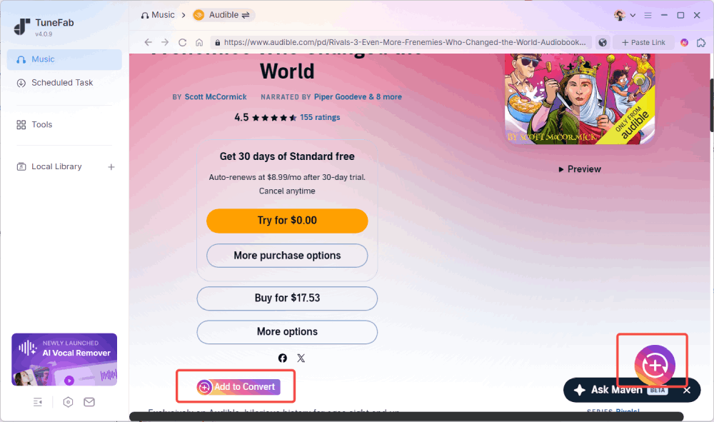 Add Audible Book to TuneFab Audible Converter