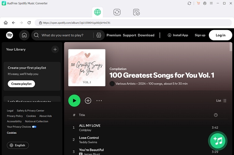 Add Spotify Playlist on AudFree