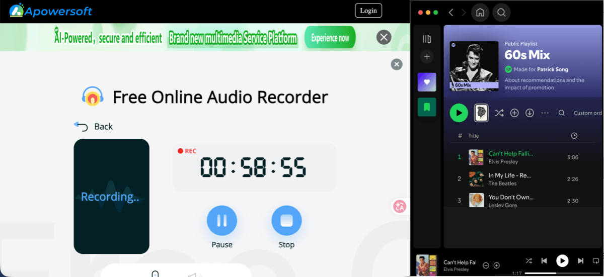 Use Apowersoft to Record Spotify Online