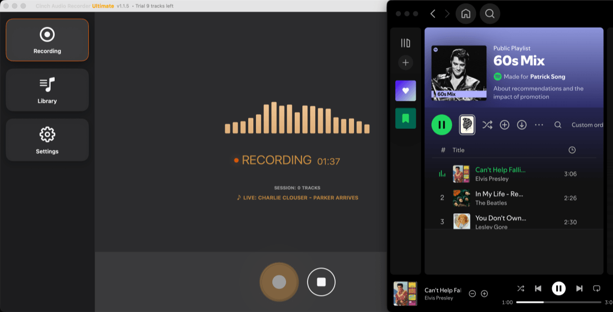 Use Cinch as a Spotify Music Recorder