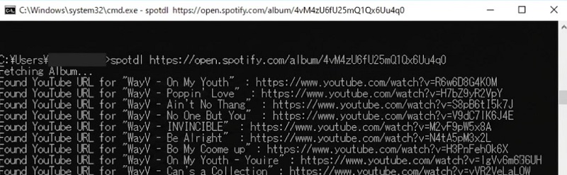 SpotDL Spotify album downloader test result