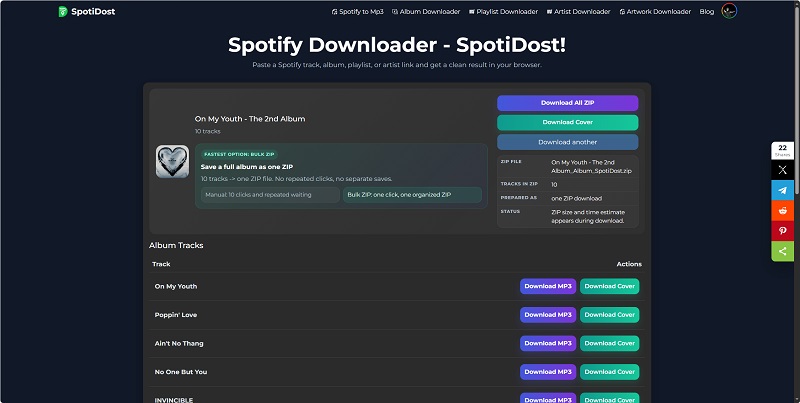 SpotiDost Spotify album download test