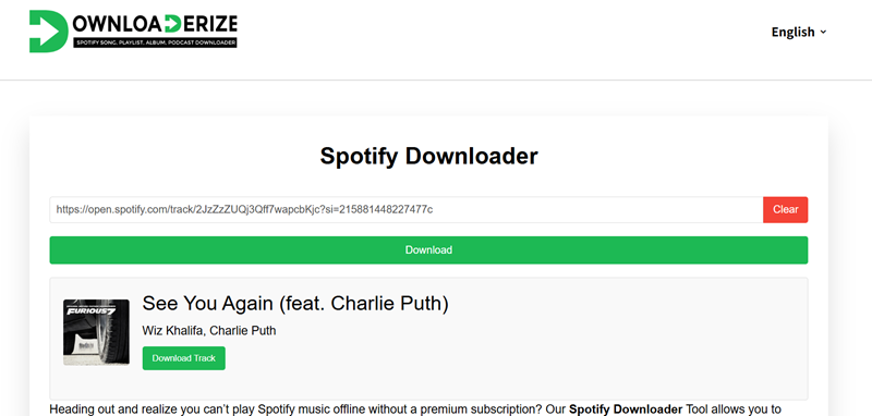 Downloaderize Spotify Downloader Interface