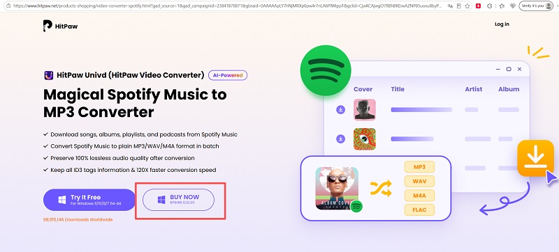 Buy Now Button on HitPaw Net