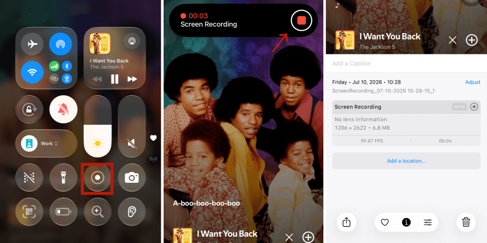 Use iOS Inbuilt Screen Recorder to Record Spotify