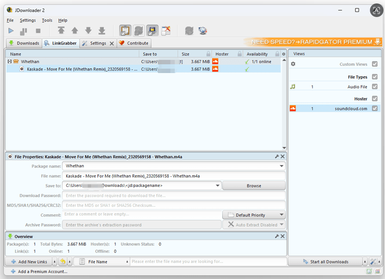 JDownloader Interface