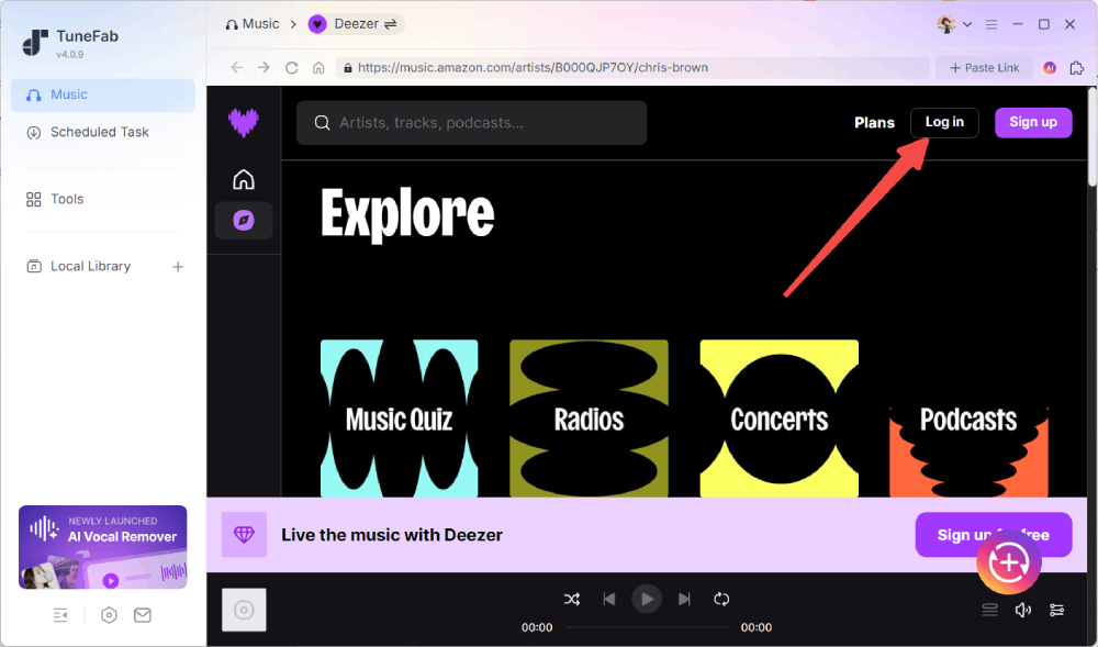 Log in to Deezer on TuneFab Deezer Music Converter