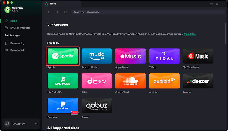 MusicFab Spotify Converter Homepage Spotify