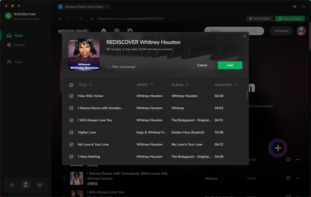 Add Amazon Songs to Convert via NoteBurner
