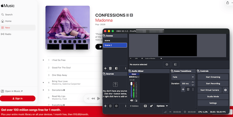 Rip Apple Music via OBS Studio
