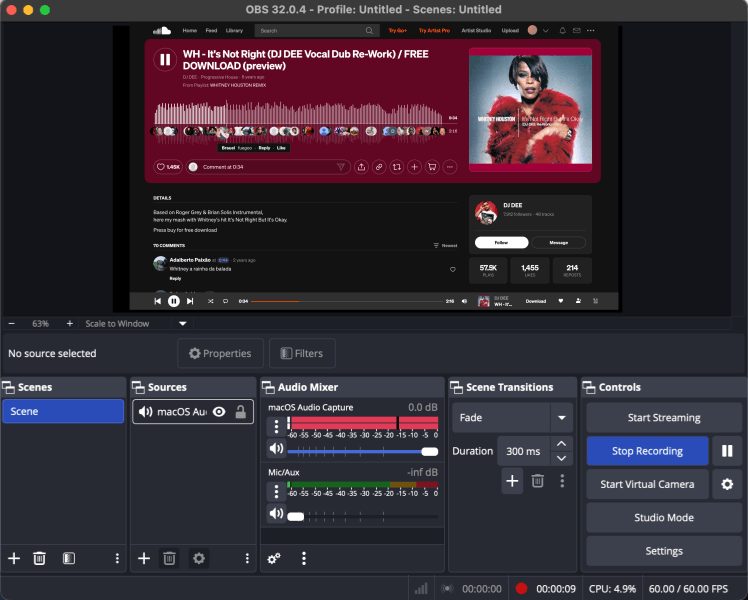 OBS Studio Recording SoundCloud to MP3