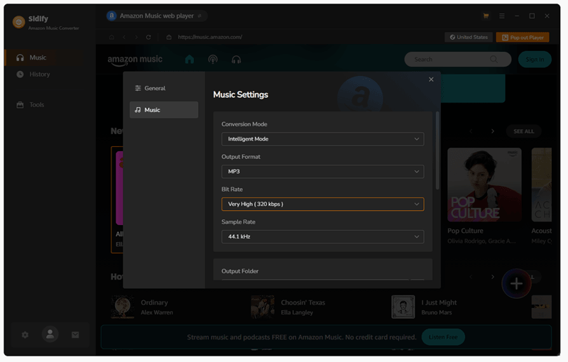 Sidify Amazon Music Converter Settings