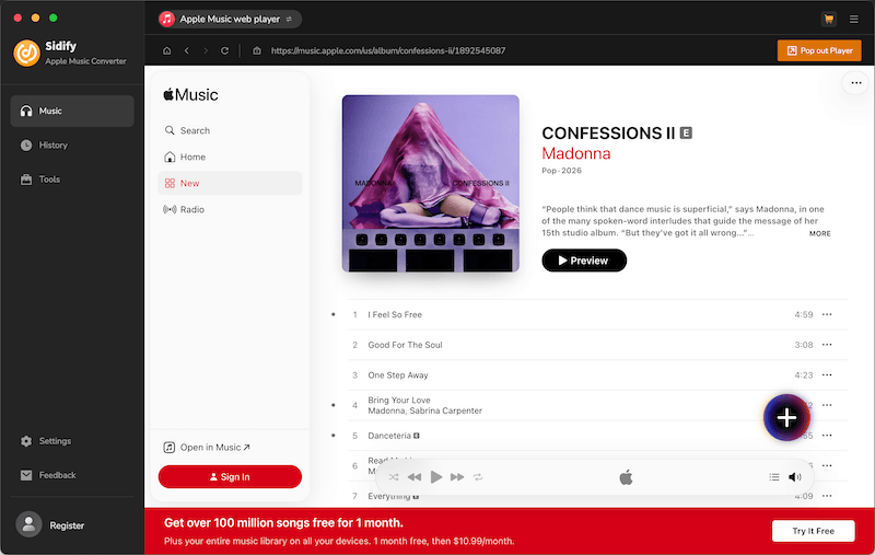Main Feed of Sidify Apple Music Converter