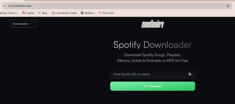 Soundloaders Spotify Downloader Correct Website Interface