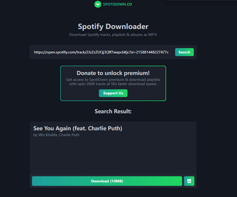 Convert Spotify to MP3 via Spotify-downloader Online
