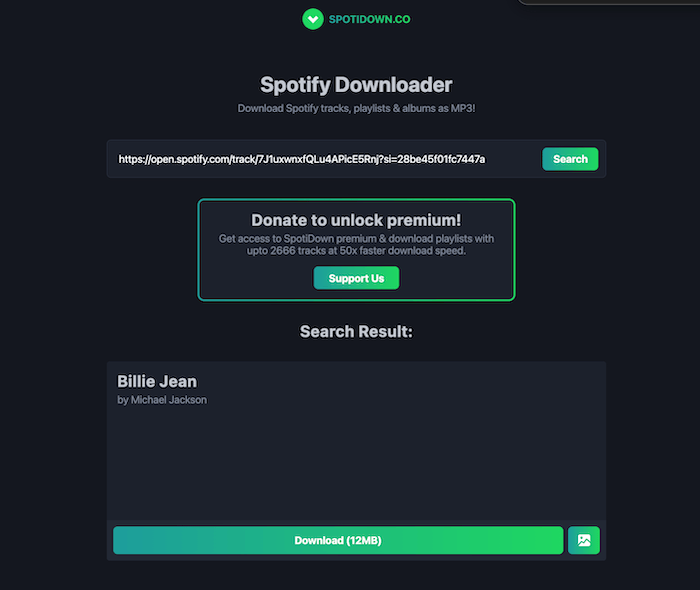 The Interface of SpotifyDownloader