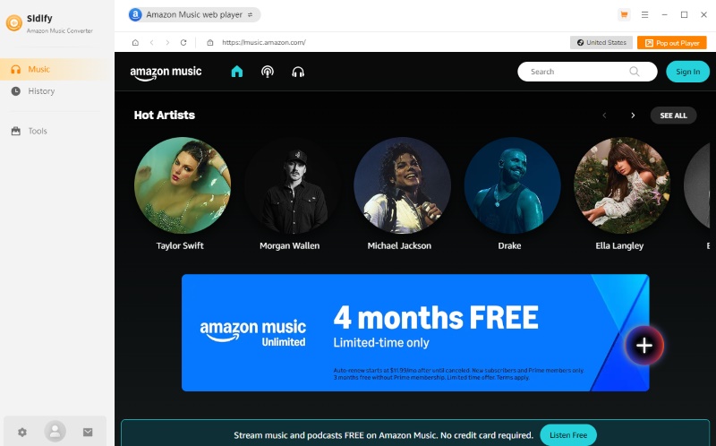 Sidify Amazon Music Converter Interface