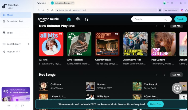 TuneFab Amazon Music Converter Interface