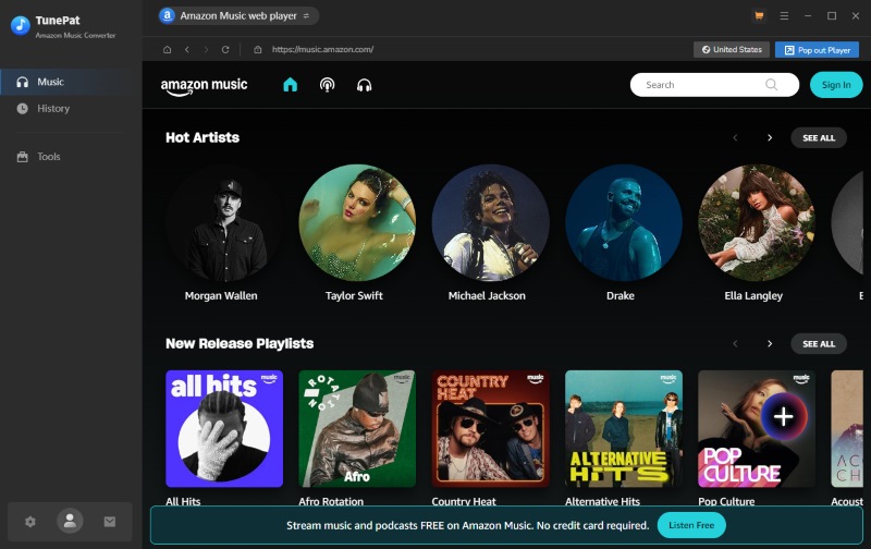 TunePat Amazon MUsic Converter User Interface