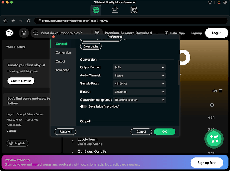 Tuneskit Spotify Music Converter Set Output Format