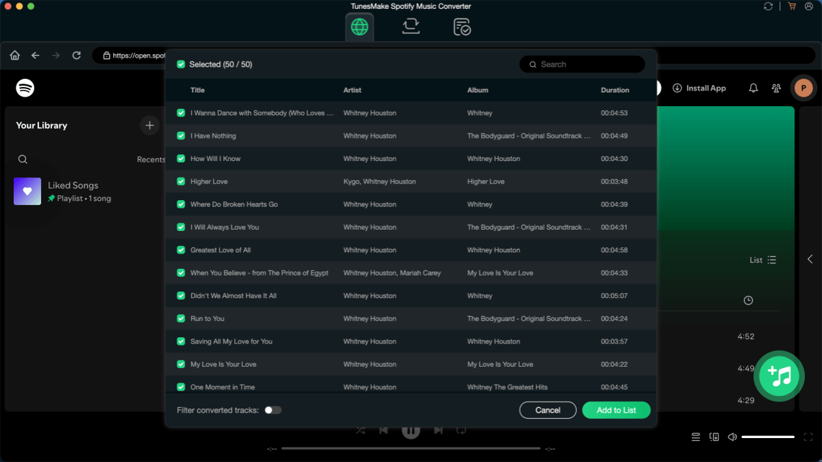 TunesMake Spotify Music Converter Add Spotify Songs