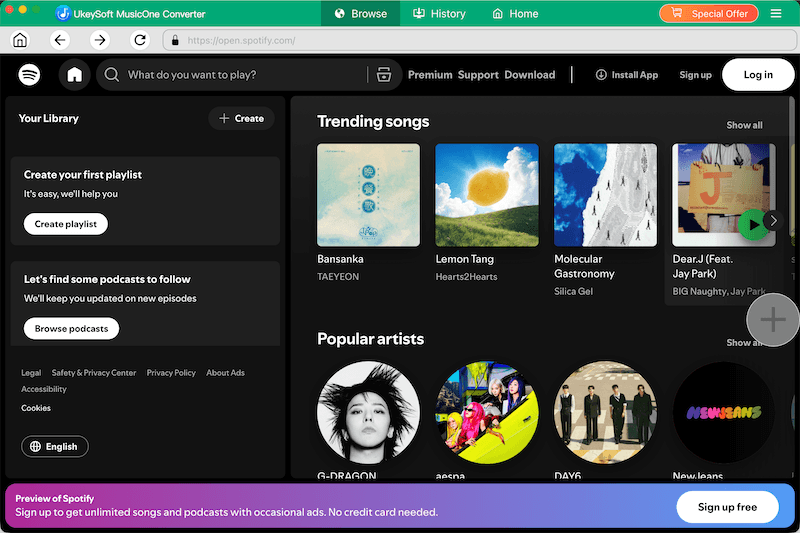 Ukeysoft Spotify Music Converter Interface 