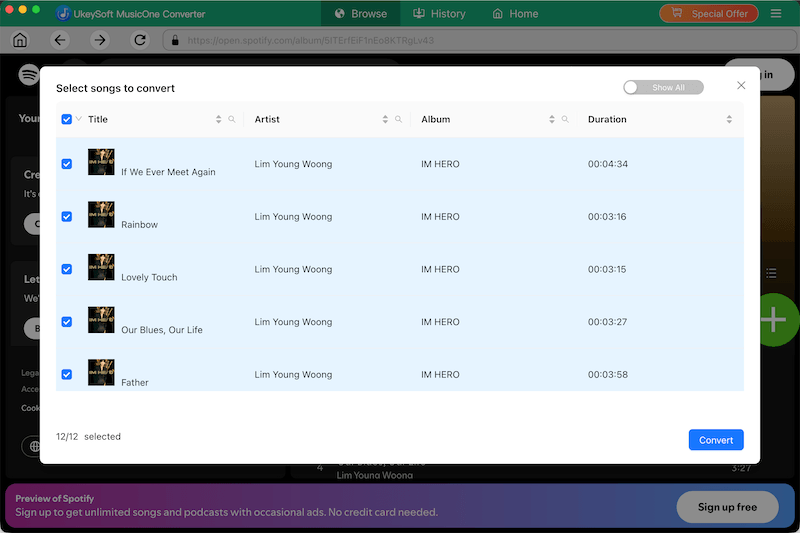Batch Download Spotify Playlists via Ukeysoft