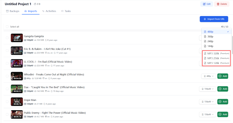YouTubePlaylist.cc Select Format for Playlist Download Interface