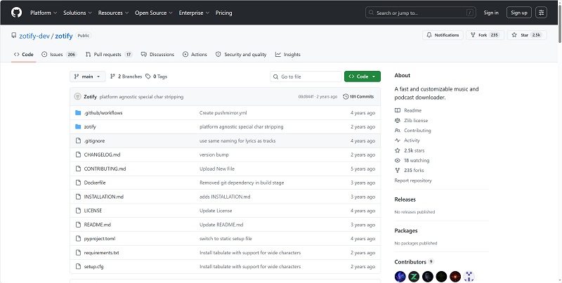 Zotify GitHub Page